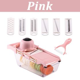 Multifunctional Vegetable Cutter Home Kitchen Slicing And Dicing Fruit Artifact (Color: Pink)