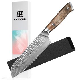 Damascus Chef Knife, 10Cr15MOV Japanese Kitchen Knives Set With Full Tang G10 Handle, Professional Chef Knife For Kitchen, Sheath & Gift Box (Option: Santoku Knife)