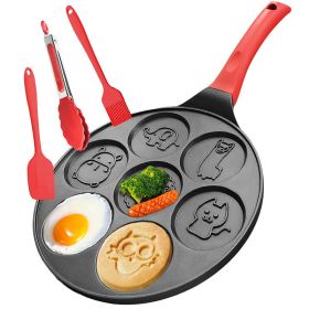 CooEgg Pan Omelette Pan Pancake Pan Maker Nonstick Egg Cooker Skillet for Pancakes Cookies Burgers Breakfast Pan (Color: Black)